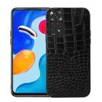 For Xiaomi Redmi Note 11 4G / Note 11S Crocodile Top Layer Cowhide Leather Phone Case(Black)