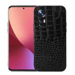 For Xiaomi 12 / 12X Crocodile Top Layer Cowhide Leather Phone Case(Black)