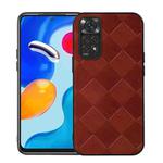 For Xiaomi Redmi Note 11 4G / Note 11S Weave Plaid PU Phone Case(Brown)