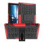 For Lenovo Tab M10 X605 / X505 Tire Texture Shockproof TPU+PC Protective Tablet Case with Holder(Red)