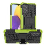 For Samsung Galaxy A73 5G Tire Texture Shockproof TPU+PC Phone Case with Holder(Green)