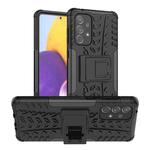 For Samsung Galaxy A73 5G Tire Texture Shockproof TPU+PC Phone Case with Holder(Black)