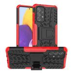 For Samsung Galaxy A73 5G Tire Texture Shockproof TPU+PC Phone Case with Holder(Red)