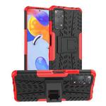 For Xiaomi Redmi Note 11 Pro 5G International Version Tire Texture Shockproof TPU+PC Phone Case with Holder(Red)