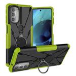 For Motorola Moto G51 5G Armor Bear Shockproof PC + TPU Phone Protective Case with Ring Holder(Green)