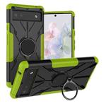 For Google Pixel 6a Armor Bear Shockproof PC + TPU Phone Protective Case with Ring Holder(Green)