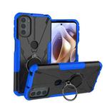 For Motorola Moto G31 Armor Bear Shockproof PC + TPU Phone Protective Case with Ring Holder(Blue)