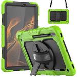 For Samsung Galaxy Tab S8 11 inch SM-X700 Silicone + PC Tablet Case with Shoulder Strap(Yellow Green+Black)