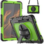 For Samsung Galaxy Tab S8 11 inch SM-X700 Silicone + PC Tablet Case with Shoulder Strap(Black+Yellow Green)