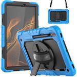 For Samsung Galaxy Tab S8 11 inch SM-X700 Silicone + PC Tablet Case with Shoulder Strap(Light Blue+Black)