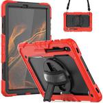 For Samsung Galaxy Tab S8+ 12.4 inch SM-X800 Silicone + PC Tablet Case with Shoulder Strap(Red+Black)