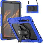 For Samsung Galaxy Tab S8+ 12.4 inch SM-X800 Silicone + PC Tablet Case with Shoulder Strap(Dark Blue+Black)