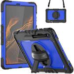 For Samsung Galaxy Tab S8+ 12.4 inch SM-X800 Silicone + PC Tablet Case with Shoulder Strap(Black+Dark Blue)