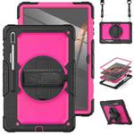 For Samsung Galaxy Tab S8 Ultra 14.6 inch SM-X900 Silicone + PC Tablet Case with Shoulder Strap(Black+Rose Red)