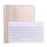 A11B Lambskin Texture Ultra-thin Bluetooth Keyboard Leather Case with Pen Holder For iPad Air 5 2022 / Air 4 2020 10.9 & Pro 11 inch 2021 / 2020 / 2018(Gold)