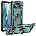 For Google Pixel 7 Pro Shockproof TPU + PC Protective Case with 360 Degree Rotating Holder(Dark Green)