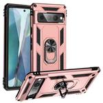 For Google Pixel 7 Pro Shockproof TPU + PC Protective Case with 360 Degree Rotating Holder(Rose Gold)