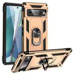 For Google Pixel 7 Pro Shockproof TPU + PC Protective Case with 360 Degree Rotating Holder(Gold)