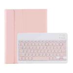 C-098B Candy Color Skin Feel Texture Bluetooth Keyboard Leather Case with Pen Holder For iPad Air 4 10.9 2020 / Air 5 10.9 2022 (Pink)