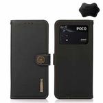 For Xiaomi Poco M4 Pro 4G KHAZNEH Custer Genuine Leather RFID Phone Case(Black)