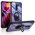 For Xiaomi Redmi 9 Shockproof Transparent TPU + Acrylic Phone Case with Ring Holder(Black Silver)