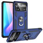 For Xiaomi Poco X4 Pro 5G Shockproof TPU + PC Phone Case with 360 Degrees Rotating Holder(Blue)