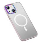 For iPhone 13 MagSafe Colorful Metal Lens Ring Matte PC + TPU Phone Case(Pink)