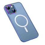For iPhone 13 MagSafe Colorful Metal Lens Ring Matte PC + TPU Phone Case(Blue)