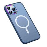 For iPhone 13 Pro For  iPhone 13 Pro MagSafe Colorful Metal Lens Ring Matte PC + TPU Phone Case(Dark Blue)