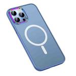 For iPhone 13 Pro Max  MagSafe Colorful Metal Lens Ring Matte PC + TPU Phone Case(Blue)