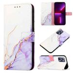 For OPPO Realme C35 PT003 Marble Pattern Flip Leather Phone Case(White Purple LS006)