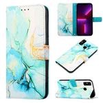 For Tecno Spark Go 2021 PT003 Marble Pattern Flip Leather Phone Case(Green LS003)