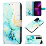 For Xiaomi Redmi K50 PT003 Marble Pattern Flip Leather Phone Case(Green LS003)