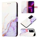 For Xiaomi Redmi K50 Pro PT003 Marble Pattern Flip Leather Phone Case(White Purple LS006)