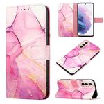 For Samsung Galaxy S21+ 5G PT003 Marble Pattern Flip Leather Phone Case(Pink Purple Gold LS001)