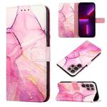 For Samsung Galaxy S22 Ultra 5G PT003 Marble Pattern Flip Leather Phone Case(Pink Purple Gold LS001)