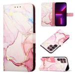 For Samsung Galaxy S22 Ultra 5G PT003 Marble Pattern Flip Leather Phone Case(Rose Gold LS005)