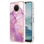 For Nokia G20 / G10 Electroplating Marble Pattern Dual-side IMD TPU Phone Case(Purple 001)