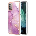 For Nokia G21 / G11 Electroplating Marble Pattern Dual-side IMD TPU Phone Case(Purple 001)