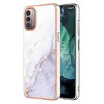 For Nokia G21 / G11 Electroplating Marble Pattern Dual-side IMD TPU Phone Case(White 006)