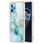 For Realme 9 Pro+ Electroplating Marble Pattern Dual-side IMD TPU Phone Case(Green 003)