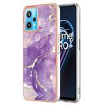 For Realme 9 Pro Electroplating Marble Pattern Dual-side IMD TPU Phone Case(Purple 002)