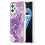 For Realme 9i Electroplating Marble Pattern Dual-side IMD TPU Phone Case(Purple 002)