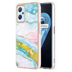 For Realme 9i Electroplating Marble Pattern Dual-side IMD TPU Phone Case(Green 004)