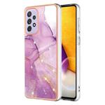 For Samsung Galaxy A13 4G Electroplating Marble Pattern Dual-side IMD TPU Phone Case(Purple 001)