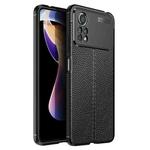 For Xiaomi Poco X4 Pro 5G Precise Hole Litchi Texture TPU Shockproof Phone Case(Black)