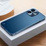 For iPhone 12 Metal Frame Frosted Case(Blue)