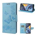 For Motorola Moto G22 Butterfly Embossed Horizontal Flip Leather Phone Case(Blue)