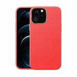 Electroplating Leather Texture PC + TPU Phone Case For iPhone 12 Pro(Red)