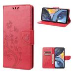 For Motorola Moto G22 Butterfly Flower Pattern Leather Phone Case(Red)